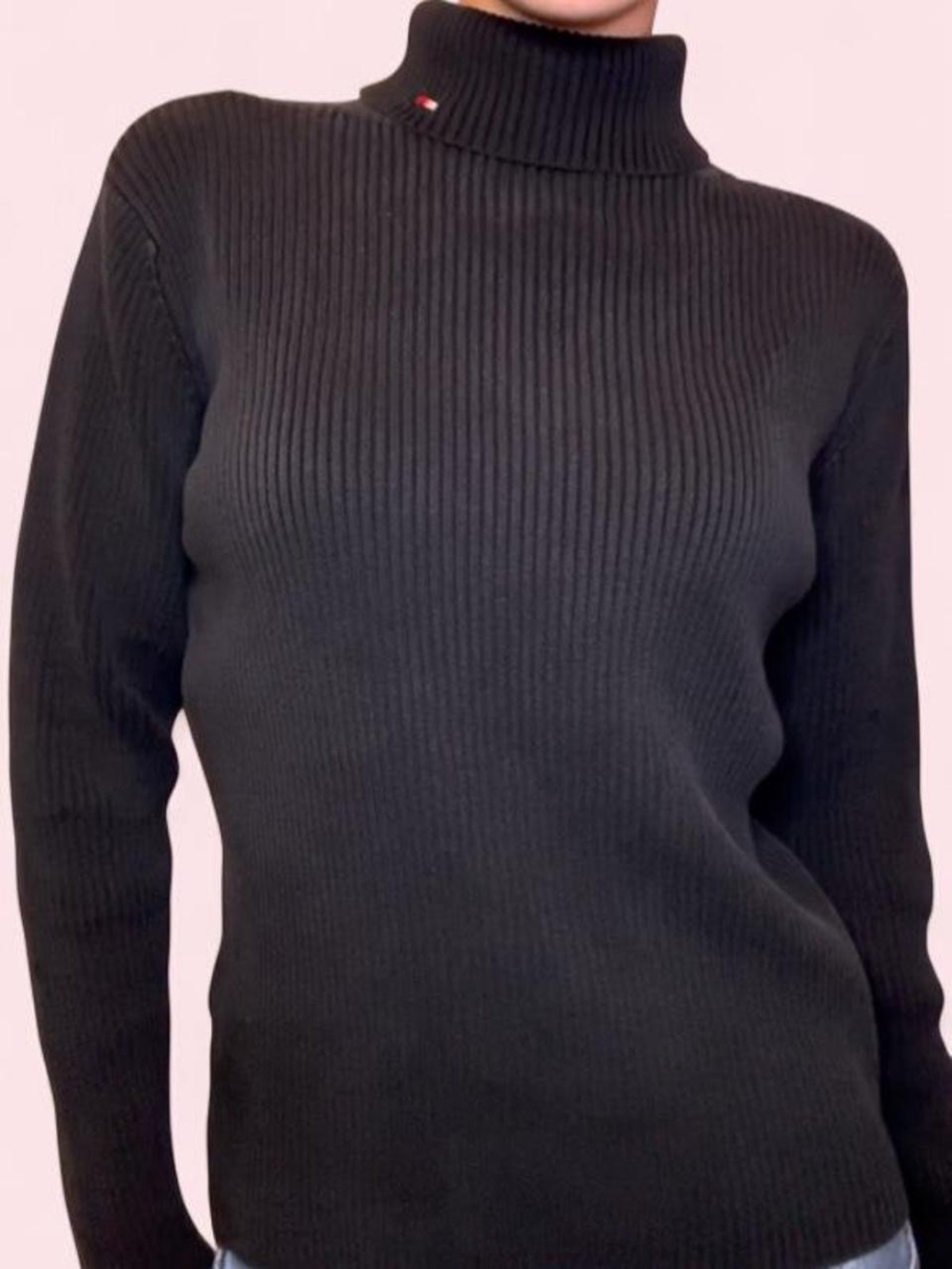 Vintage Y2K Tommy Hilfiger Jeans Black Ribbed Turtleneck Sweater